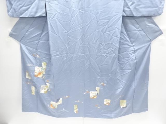  破れ色紙に花鳥模様刺繍訪問着